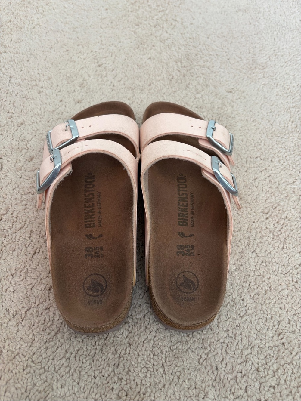 Birkenstock Pink Leather Arizona Soft Foot Slide Women's Size EU 38 US 7 - 7.5 - Picture 4 of 7